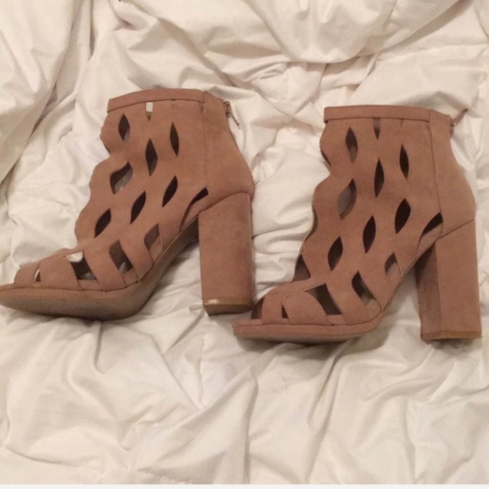 Charlotte Russe Open Toe Nude Block Heels